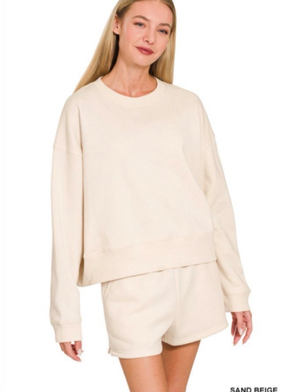 Women's Sand Beige Crewneck Sweatshirt - Zenana